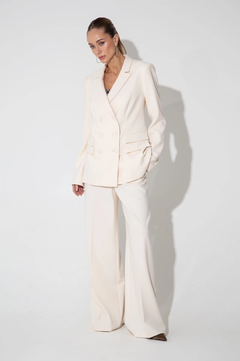 Cream suiting palazzo trousers