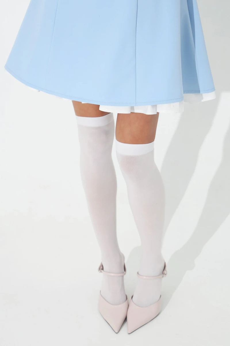 Mini dress with removable petticoat blue