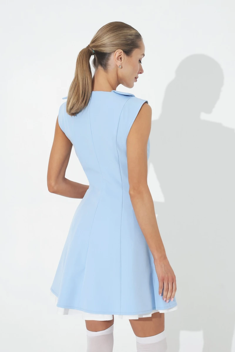 Mini dress with removable petticoat blue