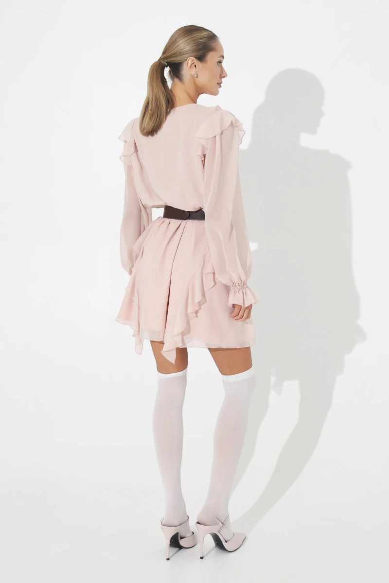 Peach mini dress with ruffles