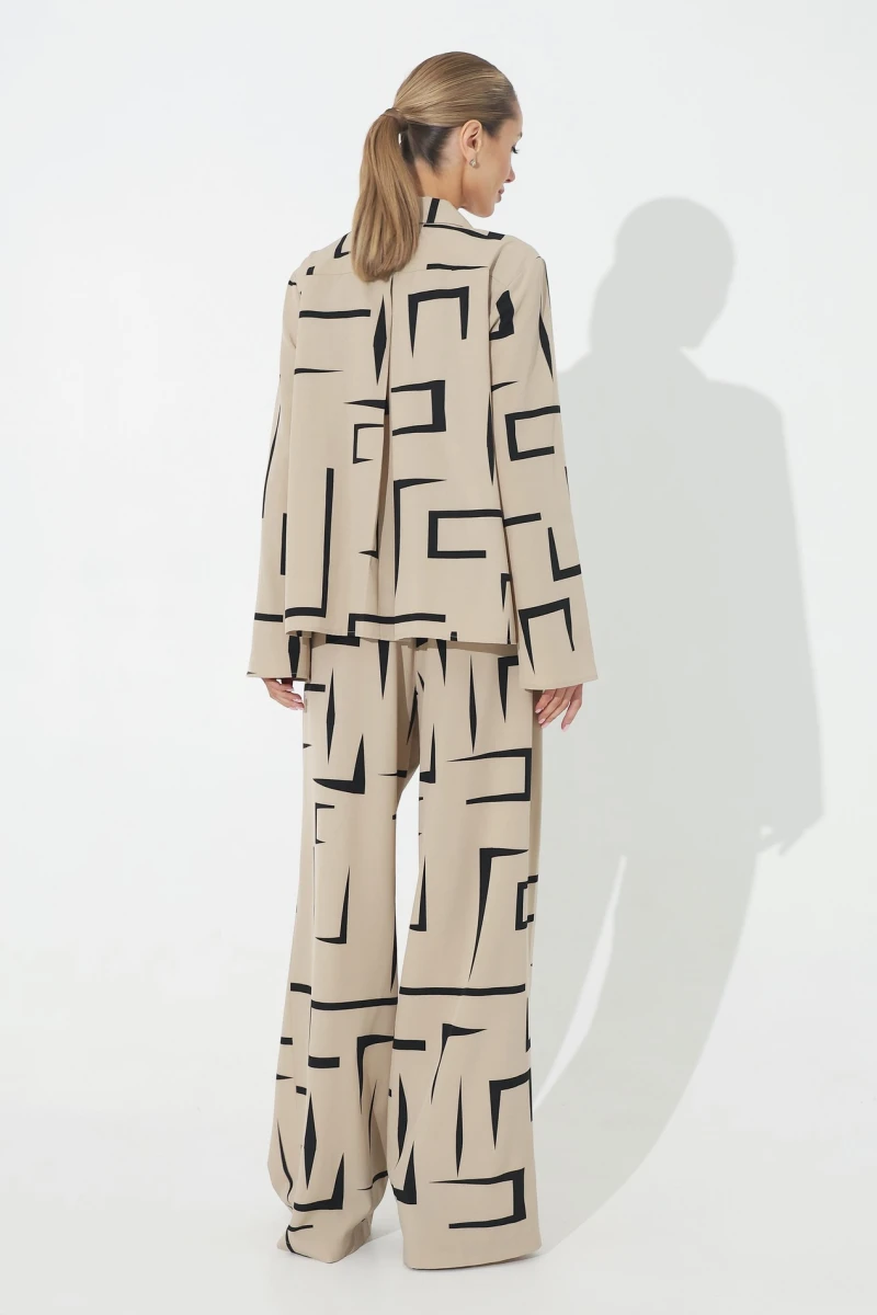 Black suit with beige print