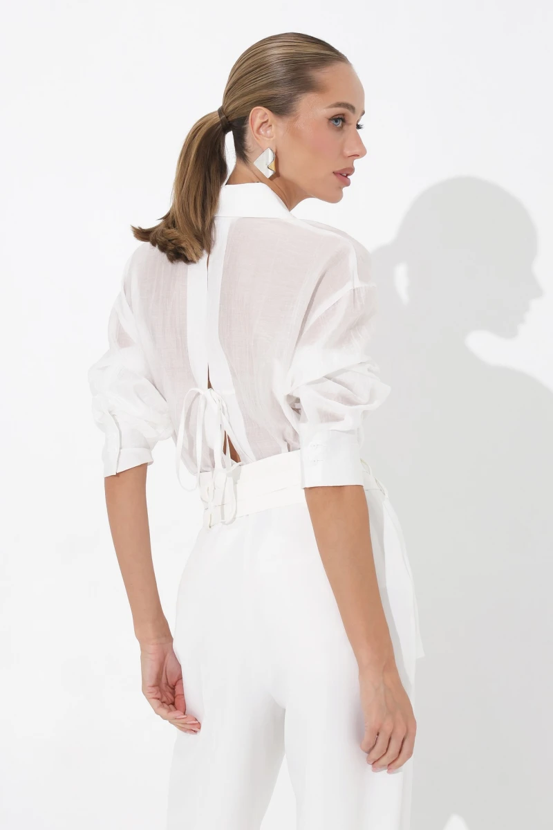 Trousers with a skirt milky
