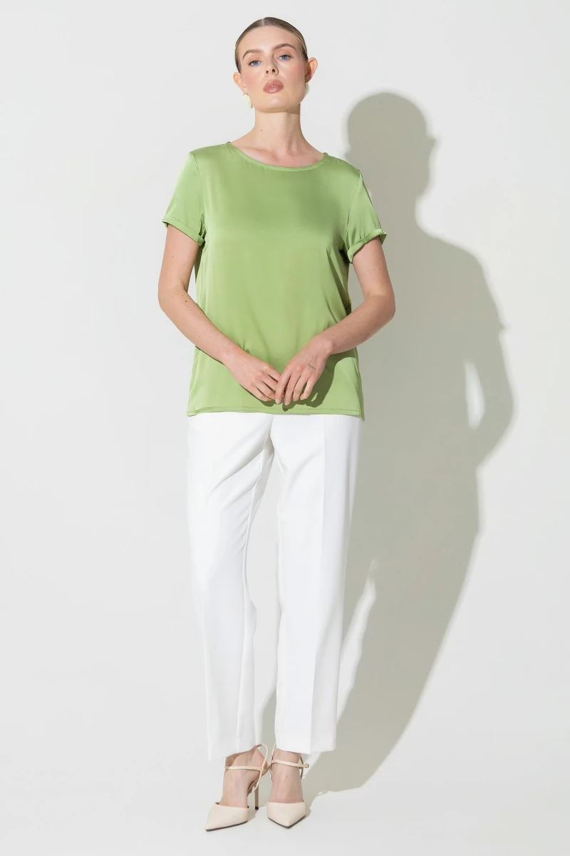 Pistachio artificial silk T-shirt