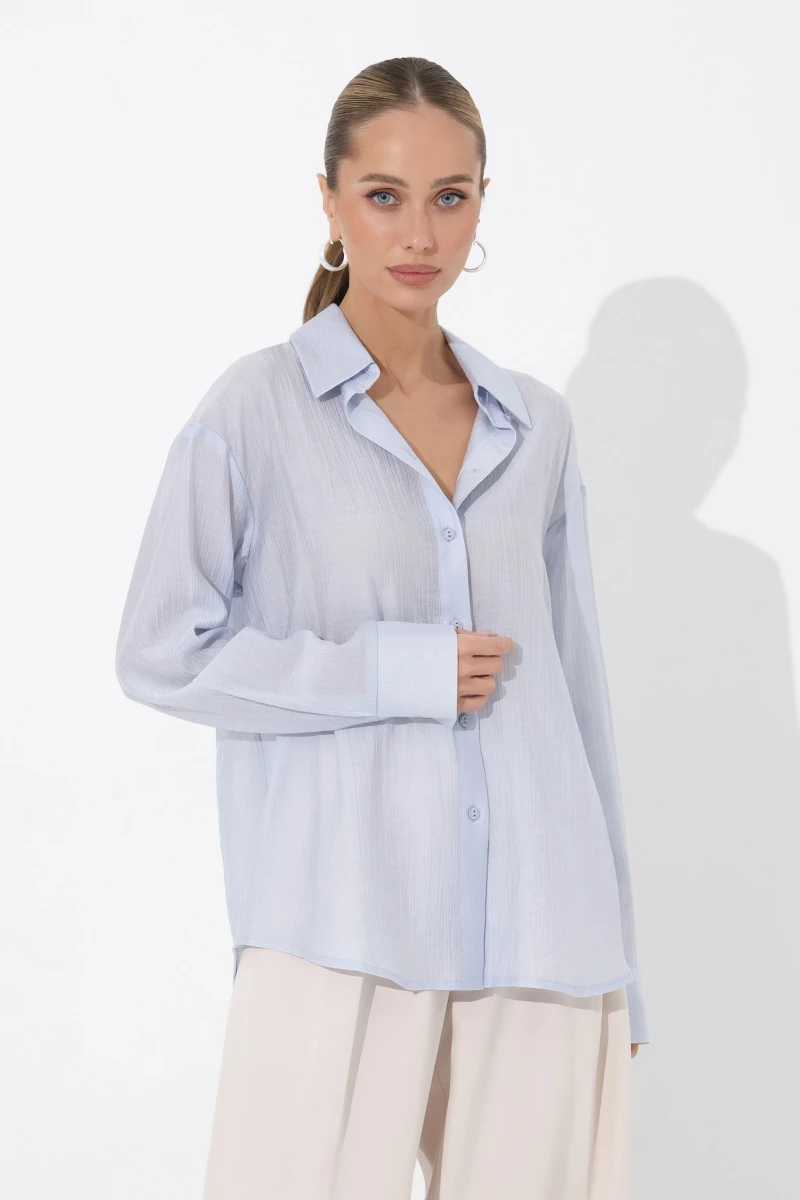 Blue translucent blouse