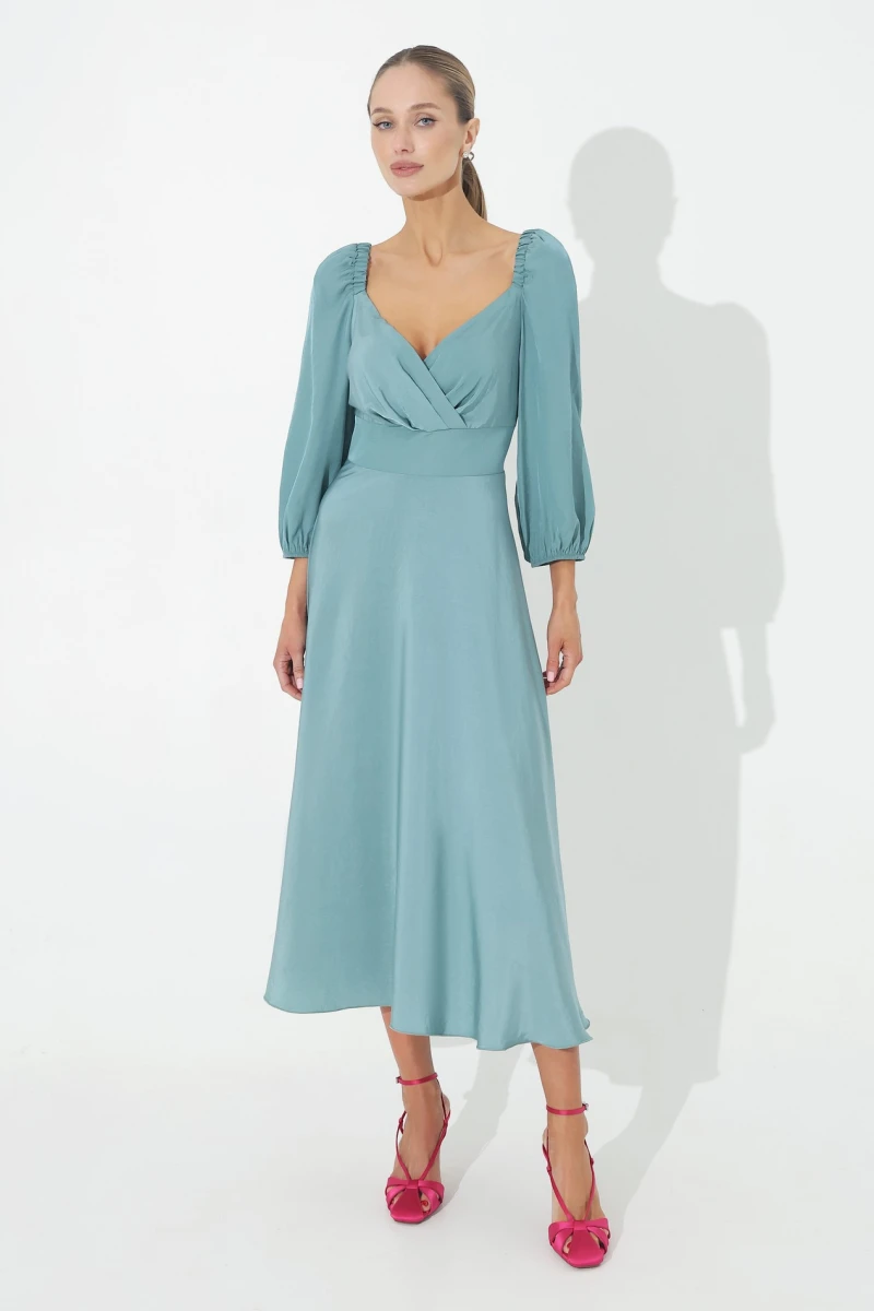 Dark turquoise midi dress
