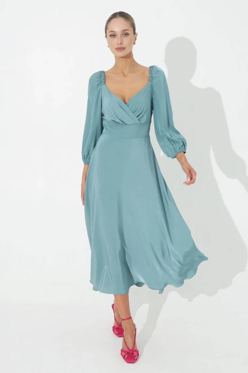 Dark turquoise midi dress