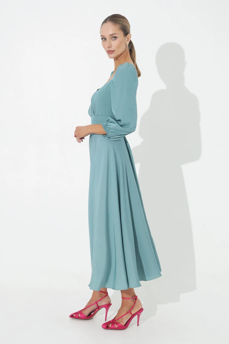 Dark turquoise midi dress