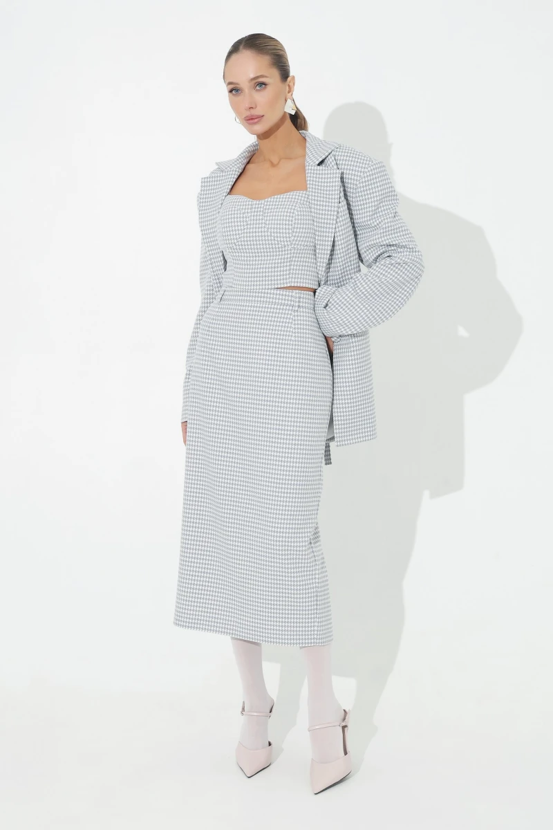 Midi skirt gray paw print on milky #2