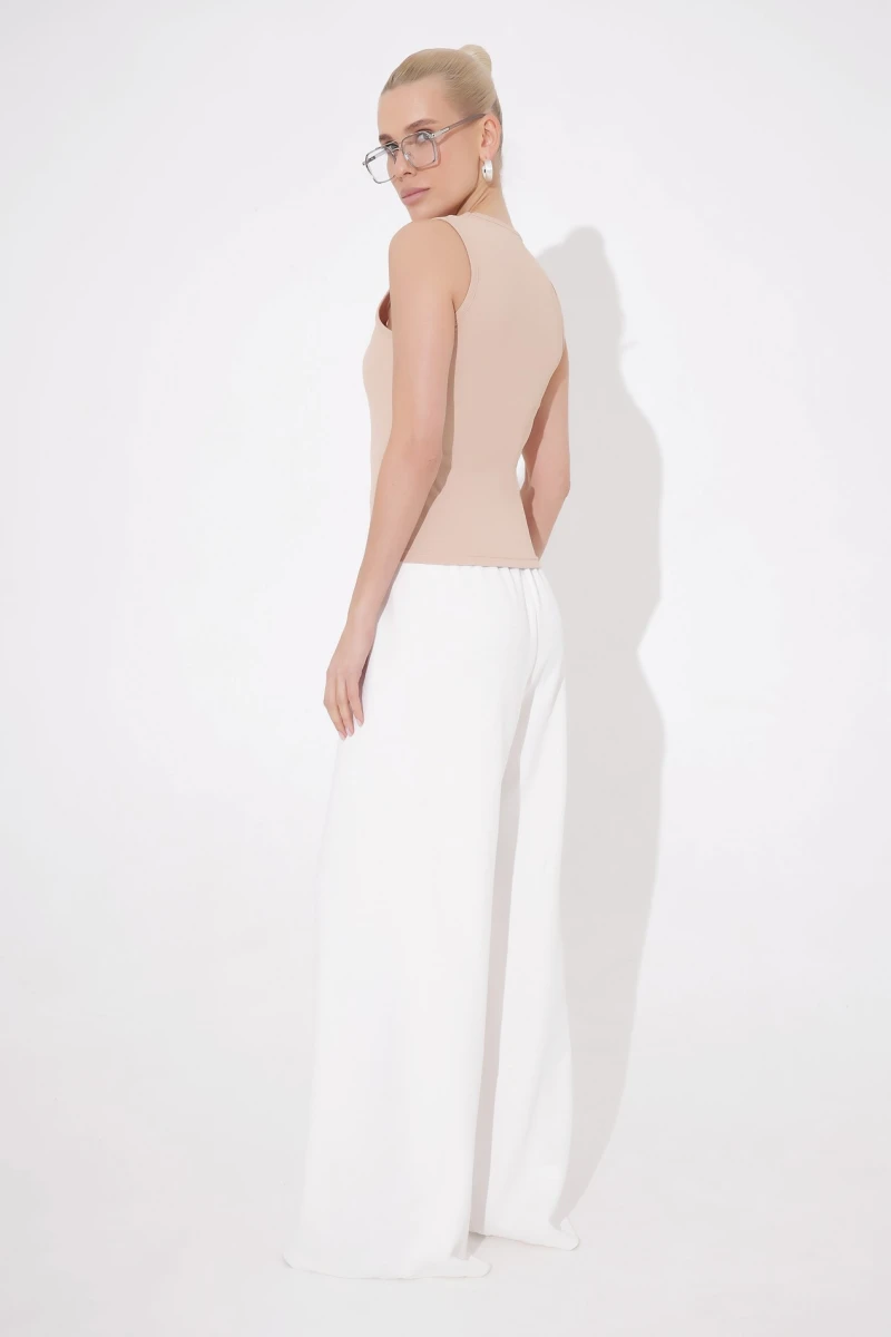 Beige with double straps T-shirt 