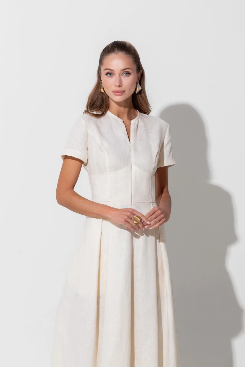 Beige linen maxi dress 