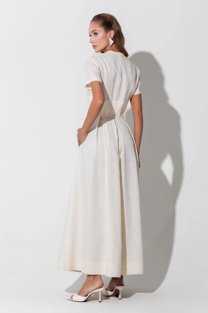 Beige linen maxi dress 