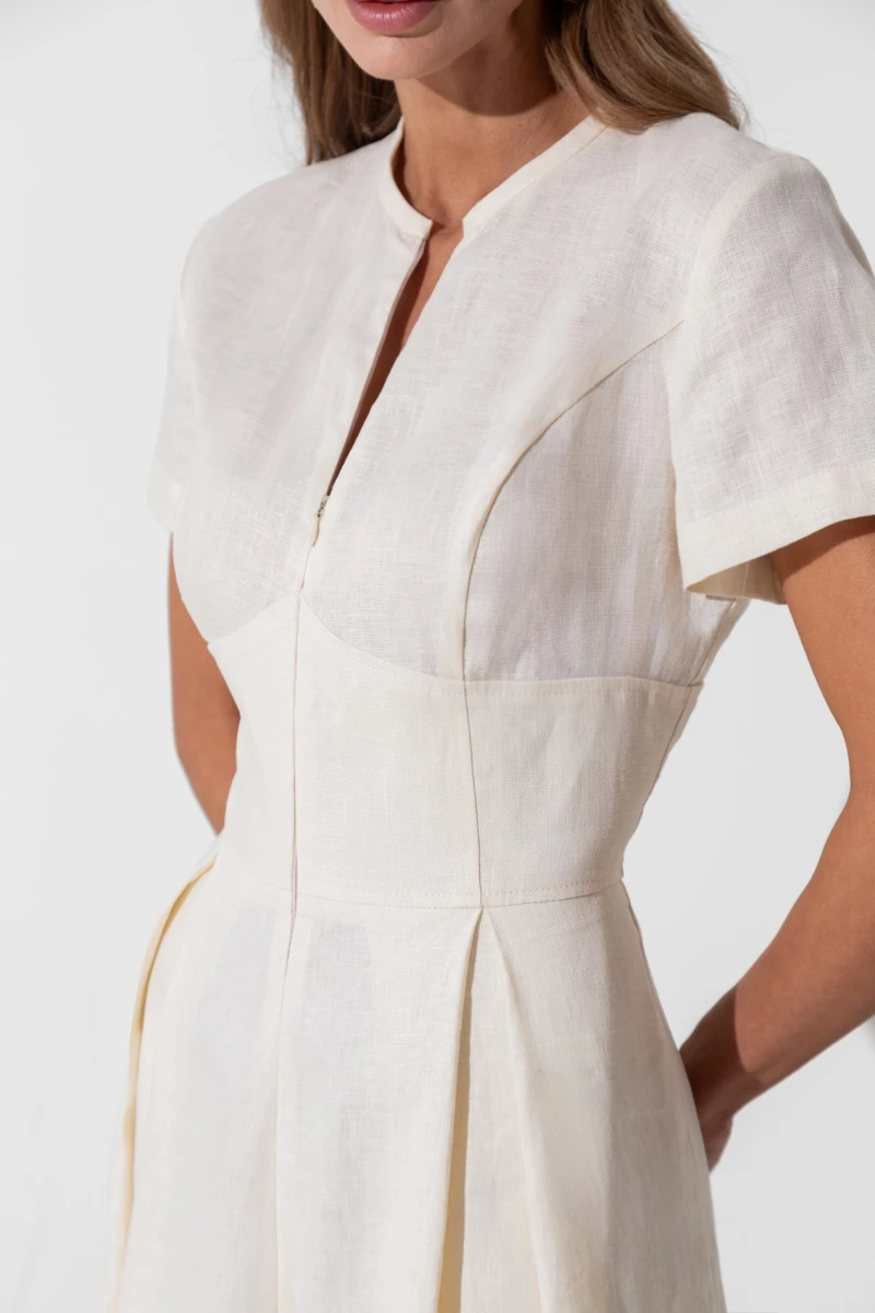 Beige linen maxi dress 