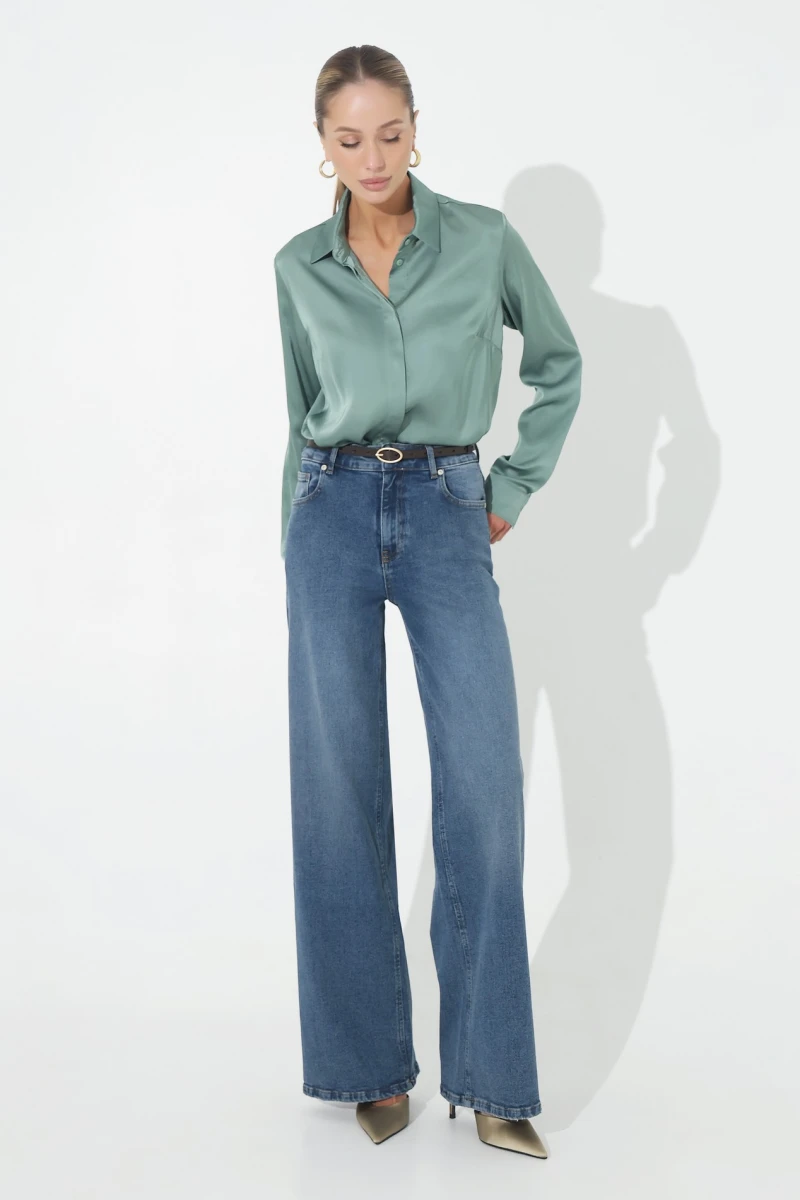 Sage silk blouse