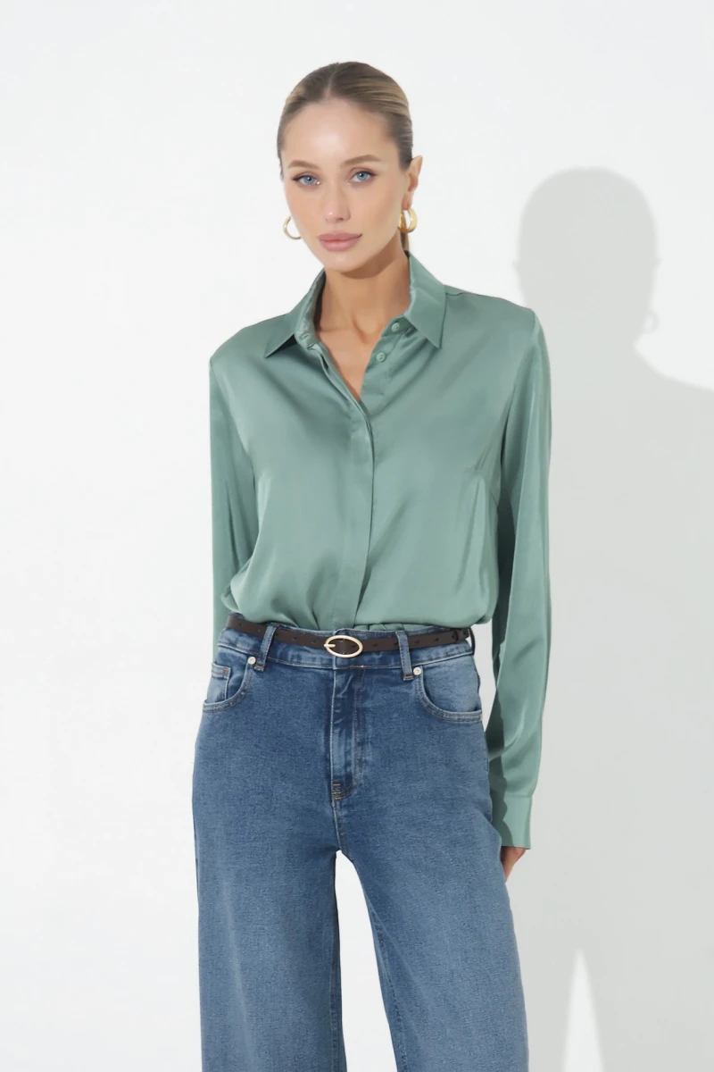 Sage silk blouse