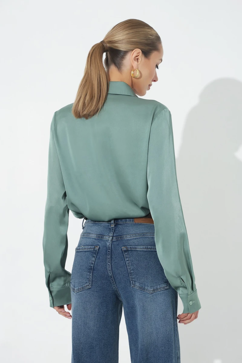 Sage silk blouse