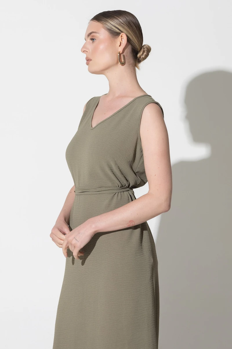 Khaki midaxi dress