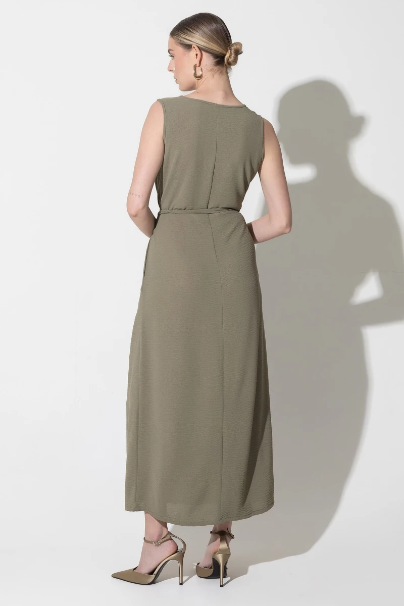 Khaki midaxi dress