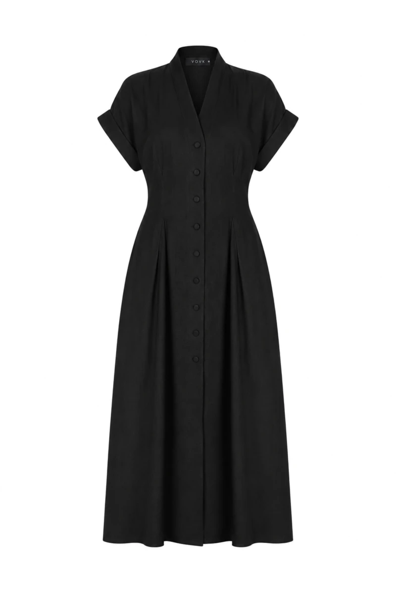 Dress with pleats black