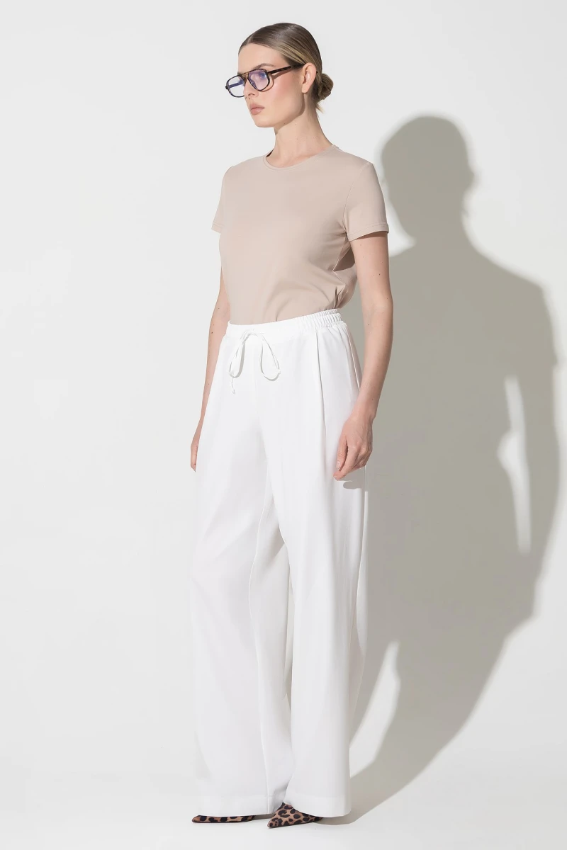 Straight pants with elastic milky 
