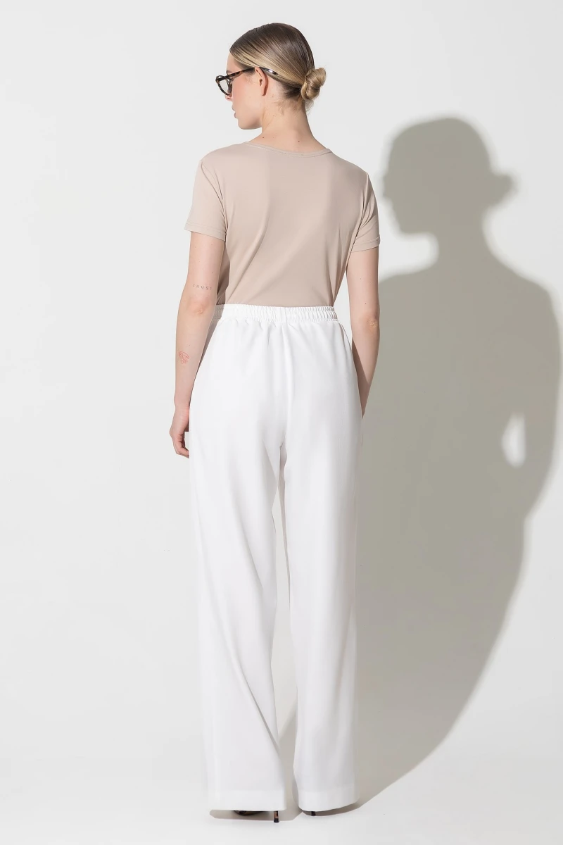 Straight pants with elastic milky 