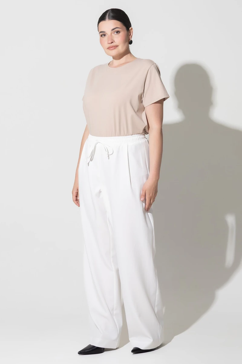 Straight pants with elastic milky plus size #2