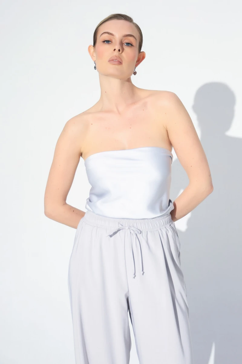 Straight trousers with elastic gray #2