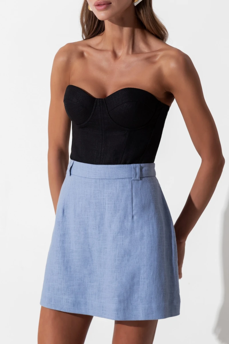 Light blue linen skirt-shorts