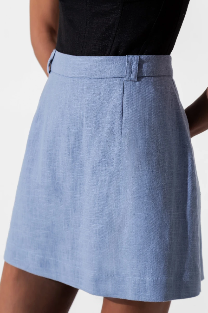 Light blue linen skirt-shorts