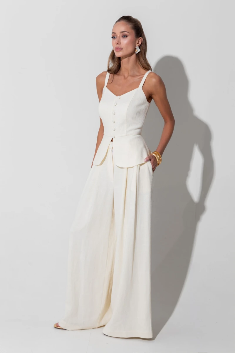 Linen pants milky