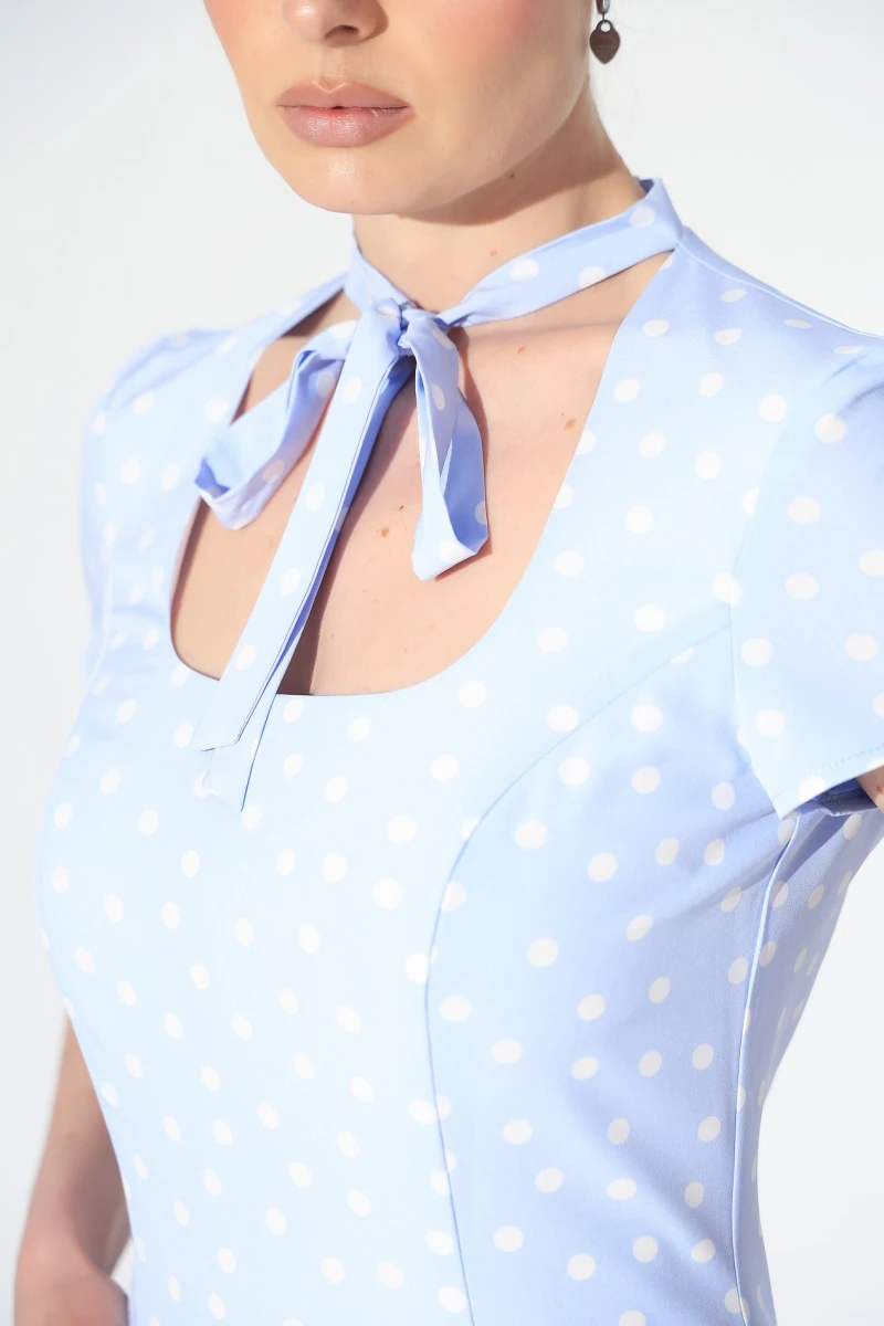 Mini dress milk peas on blue