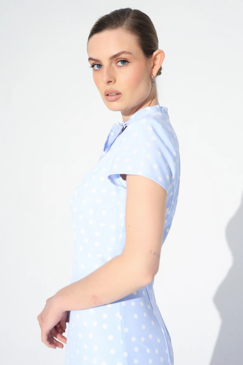 Mini dress milk peas on blue