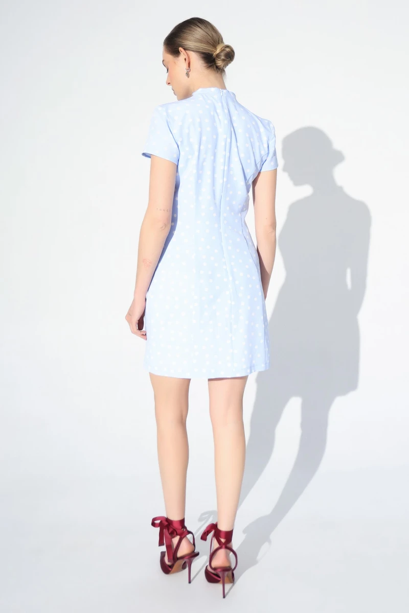 Mini dress milk peas on blue