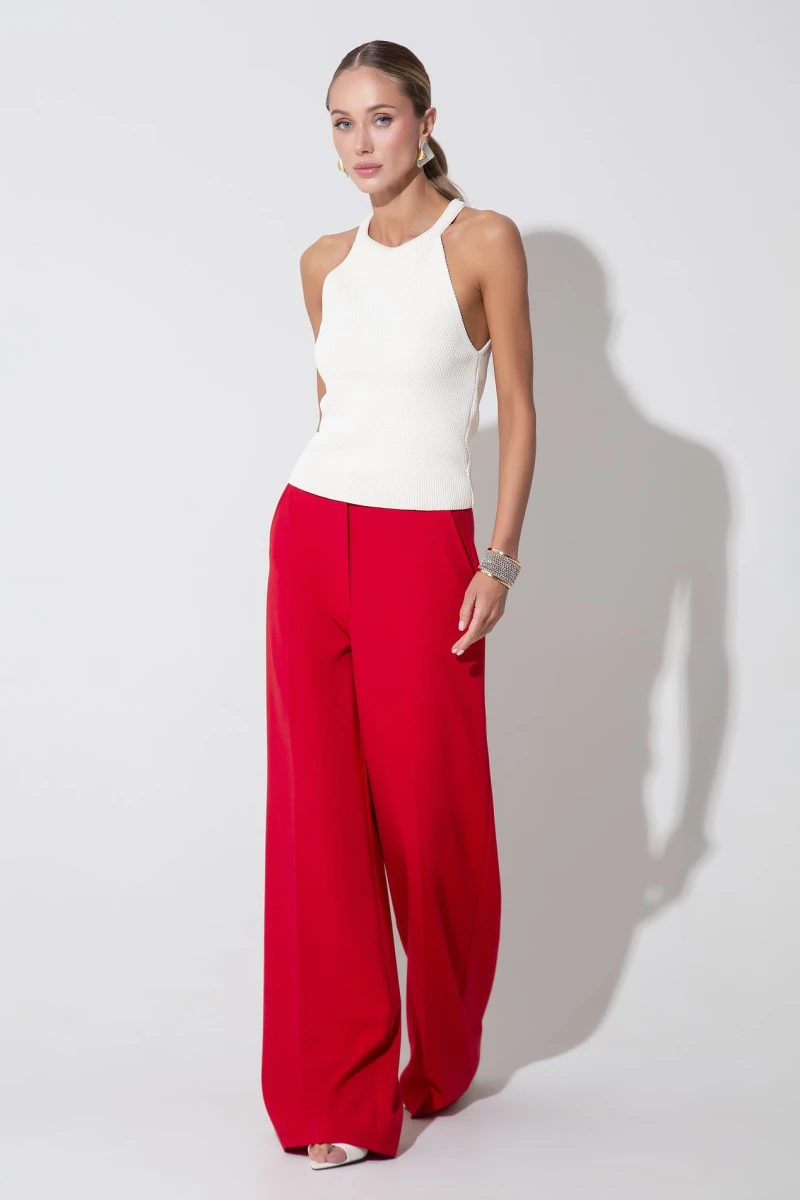 Red palazzo trousers 