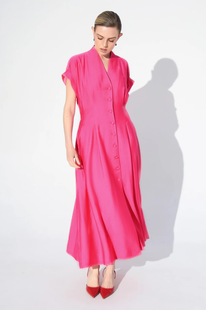 Fuchsia pleated dress