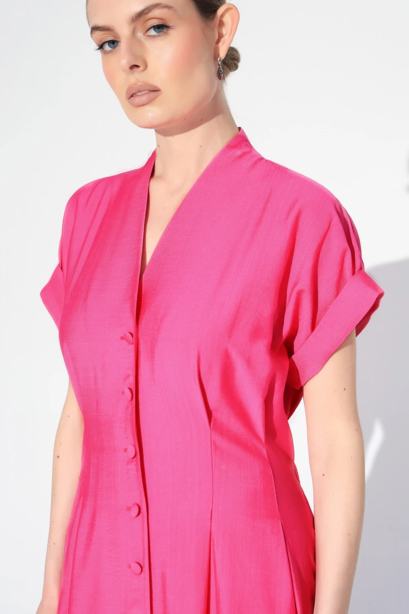 Fuchsia pleated dress #2