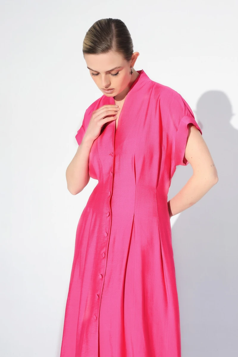 Fuchsia pleated dress