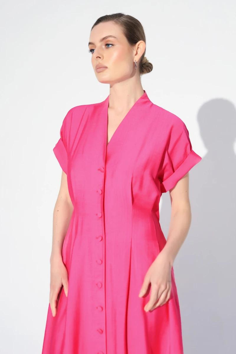 Fuchsia pleated dress