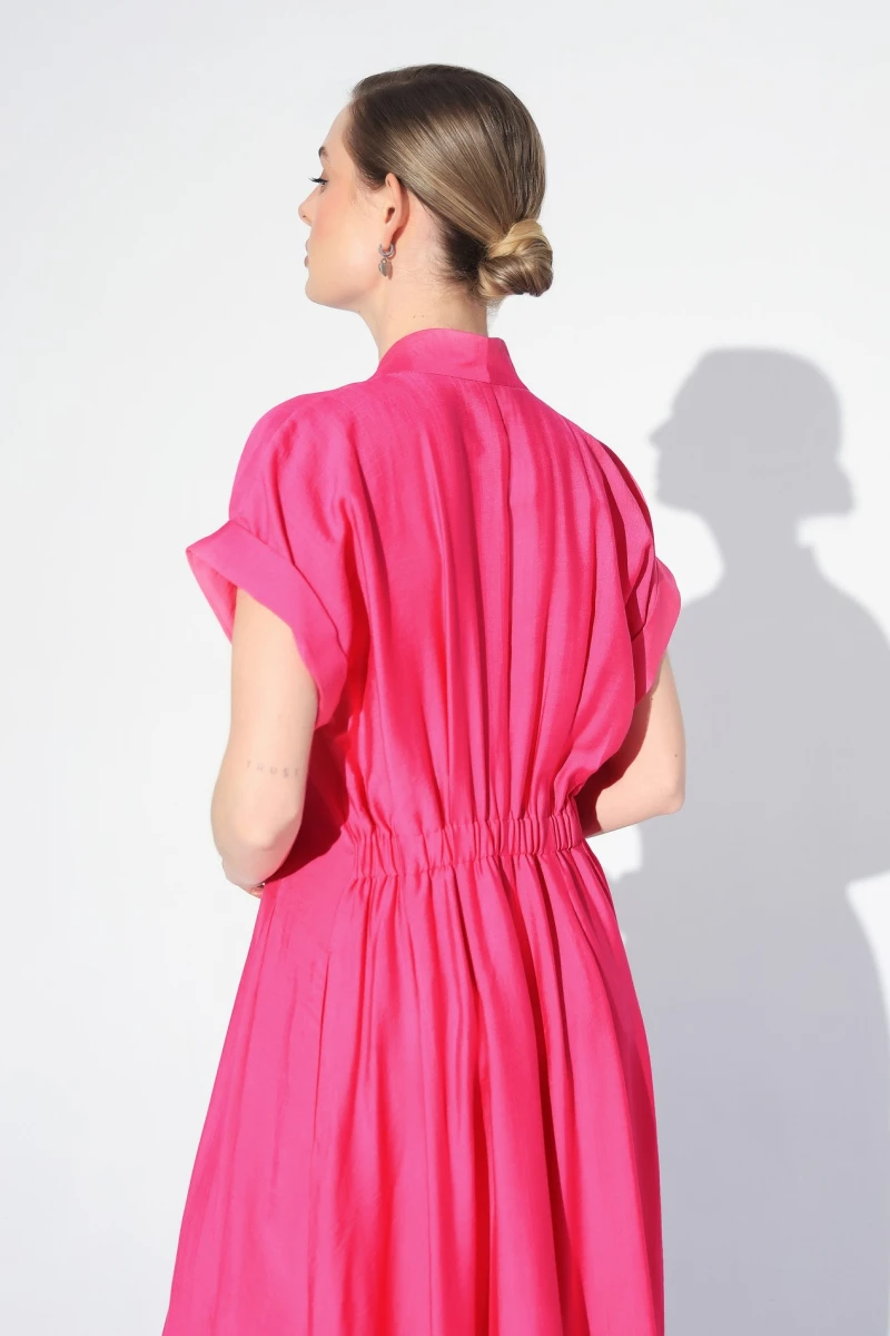 Fuchsia pleated dress