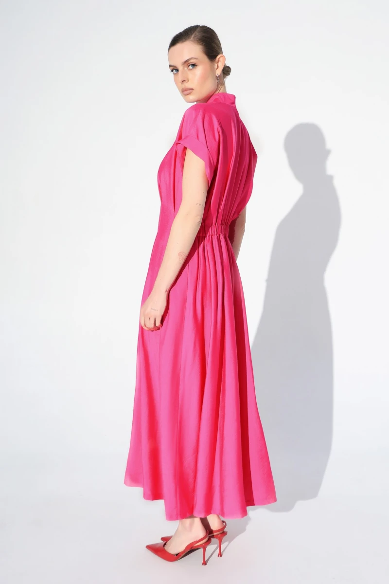 Fuchsia pleated dress
