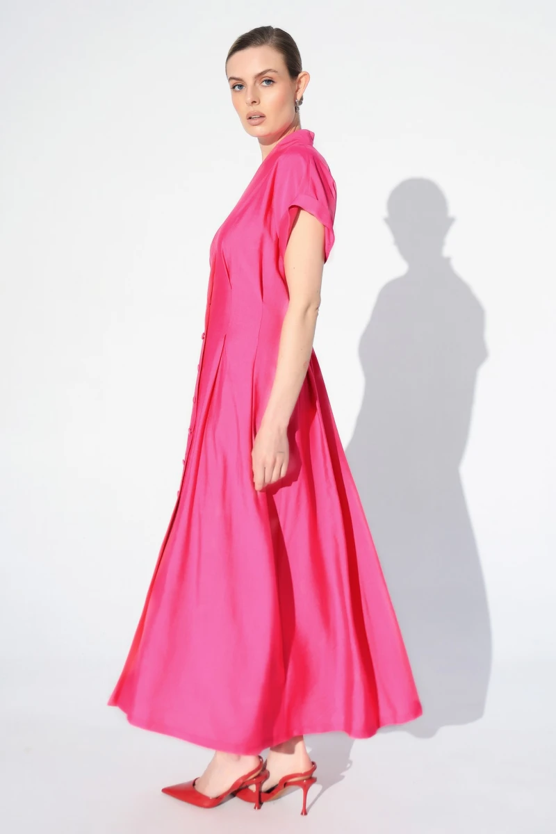 Fuchsia pleated dress