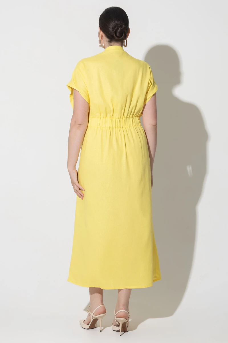 Yellow stand collar dress plus size