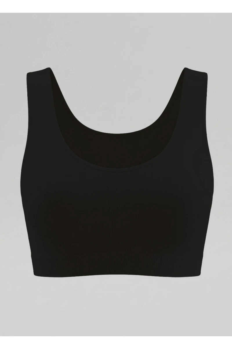Black seamless top with wide straps