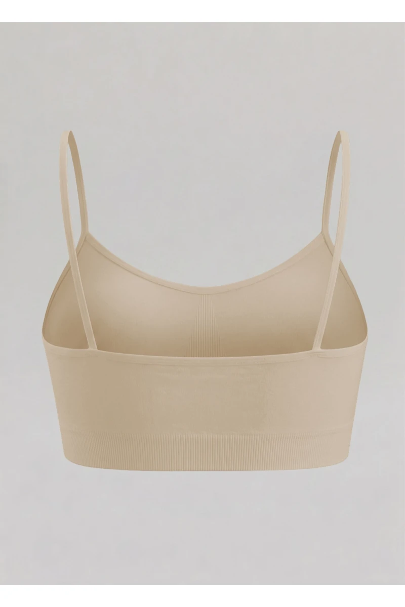 Beige seamless strapless top #2