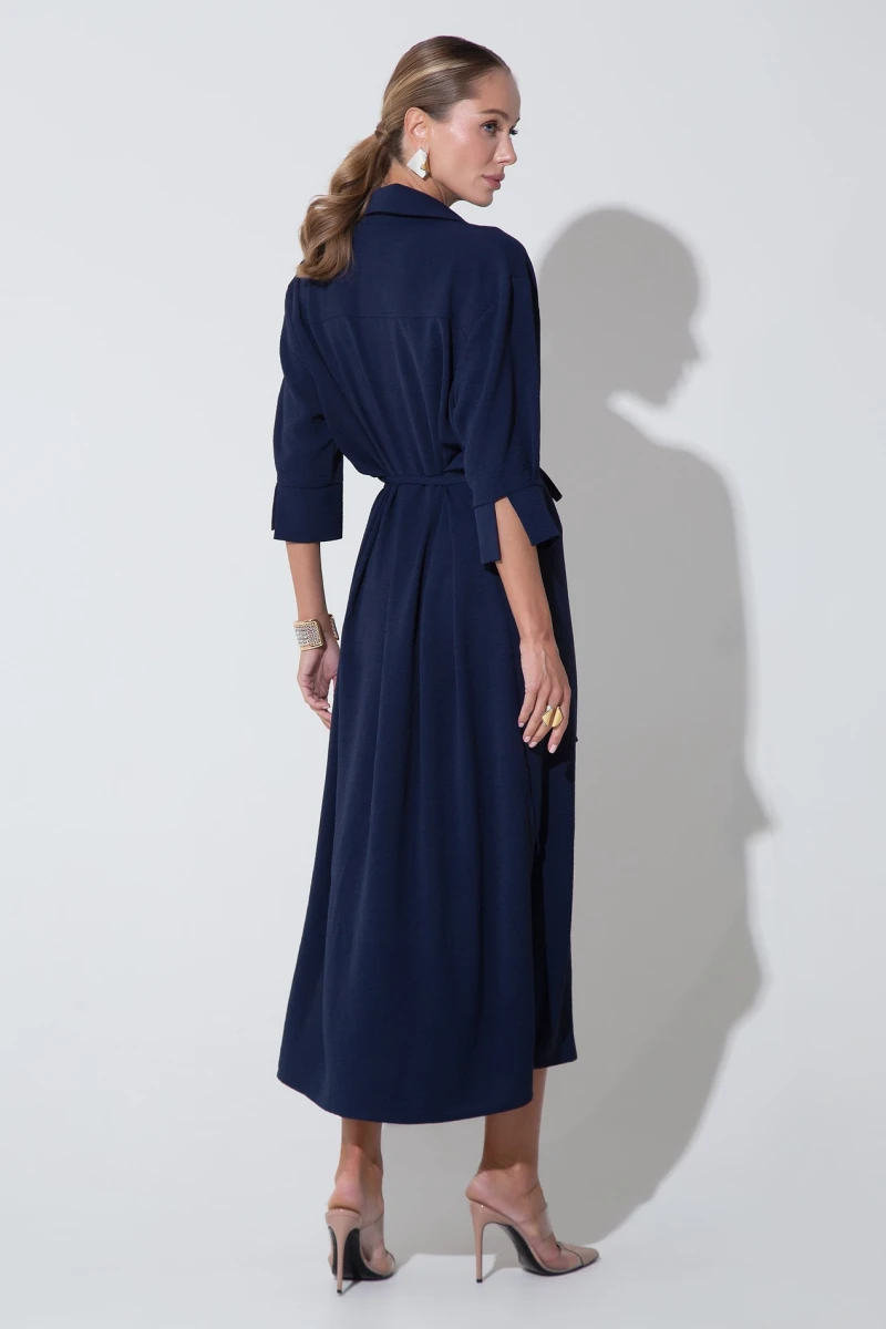 Navy blue shirt midaxi dress