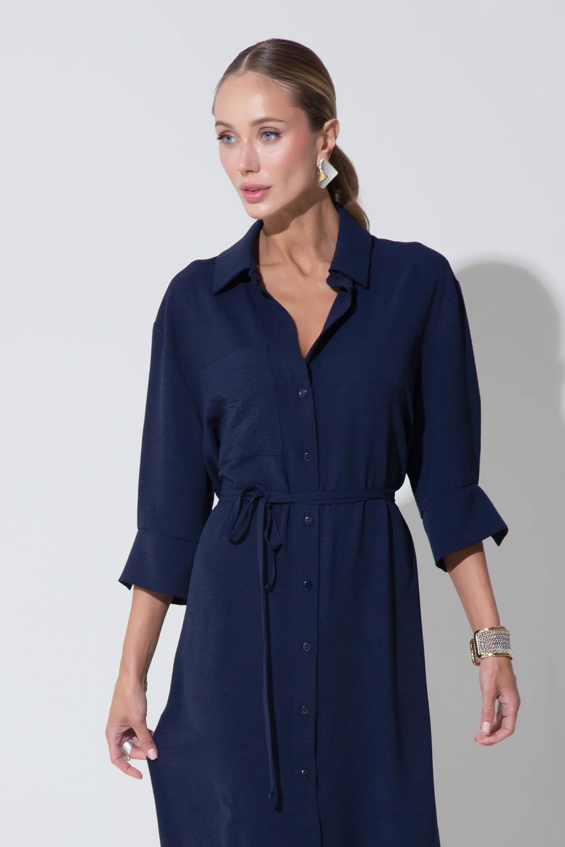 Navy blue shirt midaxi dress