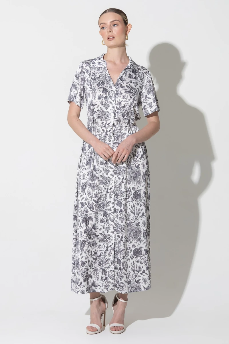 Dress-shirt black print on milk
