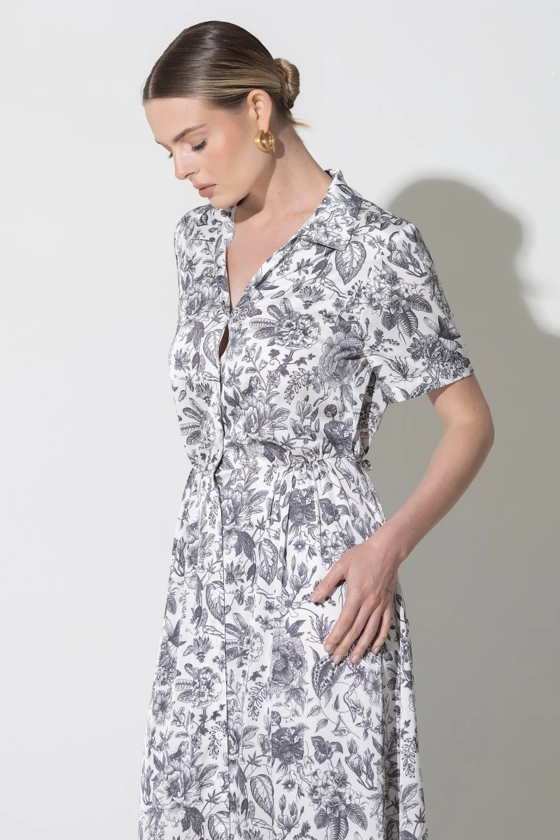 Dress-shirt black print on milk