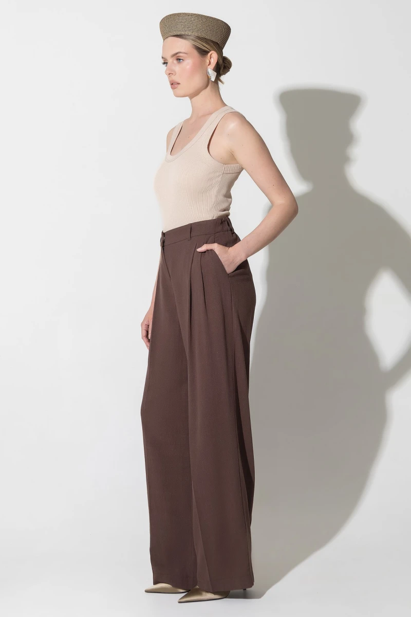 Chocolate straight trousers