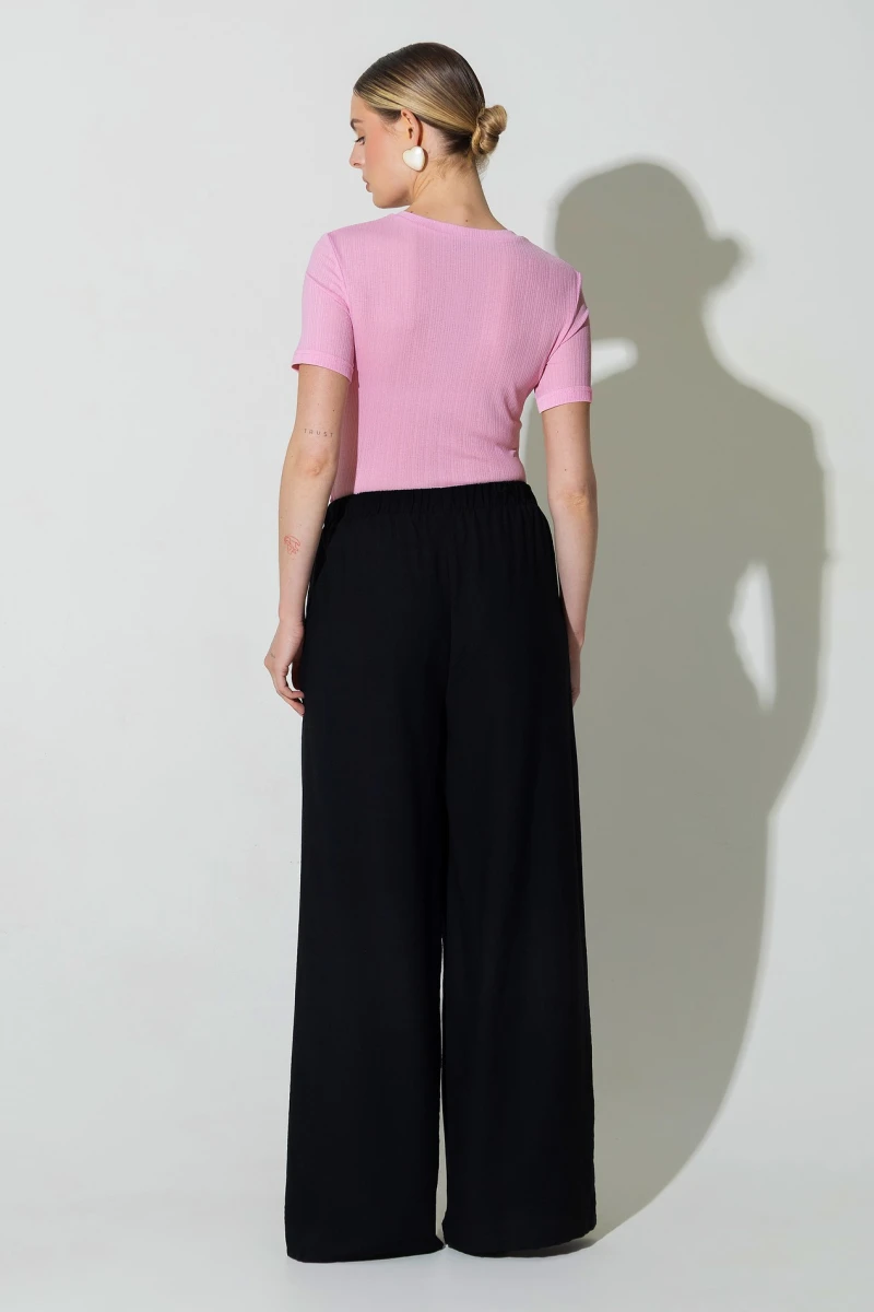 Black straight trousers