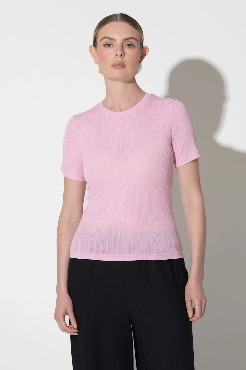 Pink ribbed T-shirt #2